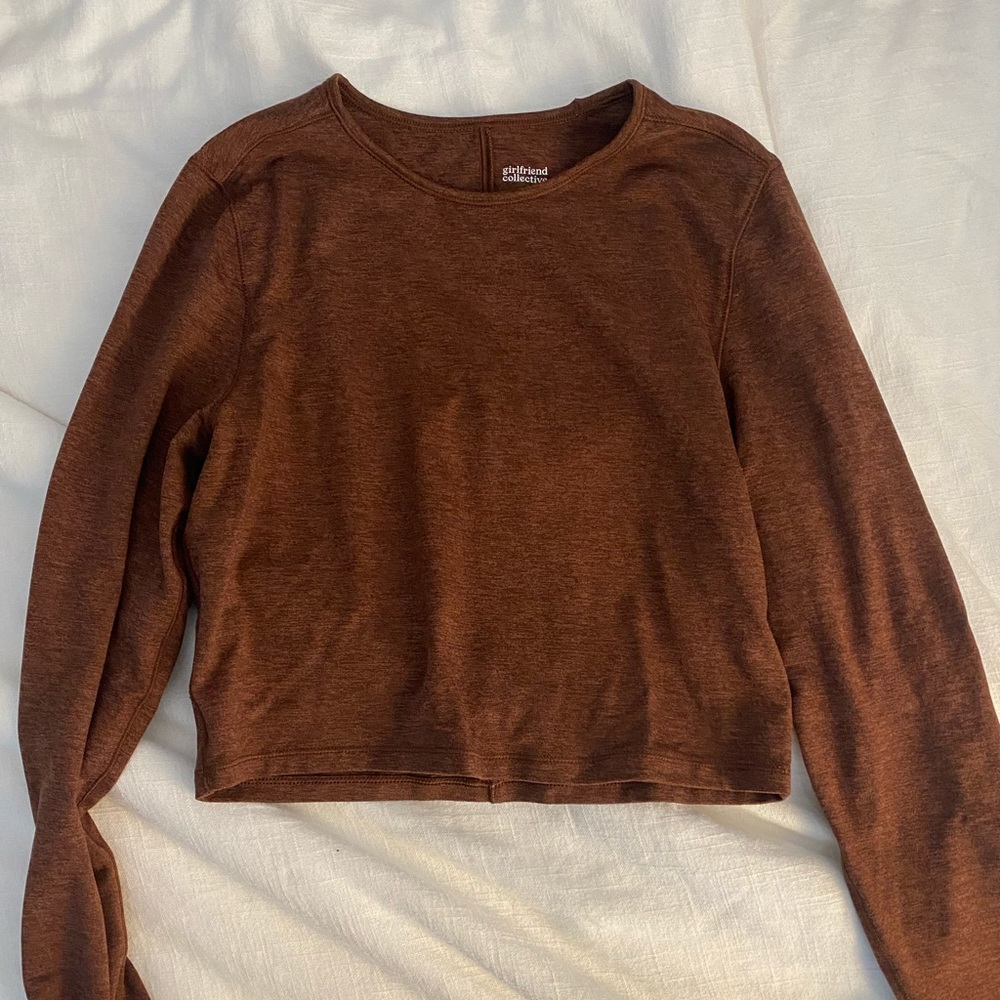 Girlfriend collective ReSet cropped long sleeve in earth
